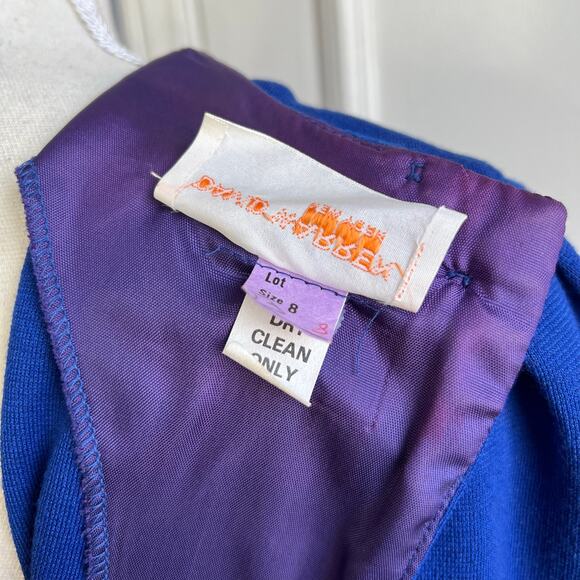 David Warren Dress Back Buttons Long Sleeve Wool Blue Vintage 80s Women's Size 8 - Picture 13 of 14